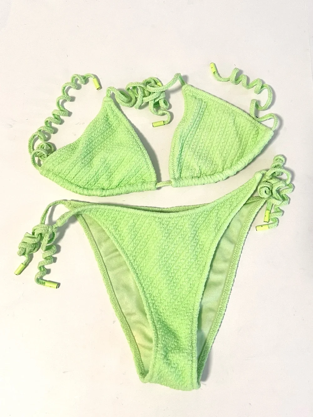 Triangl SET Swimwear Bright Neon Textured Bikini Sz M/L